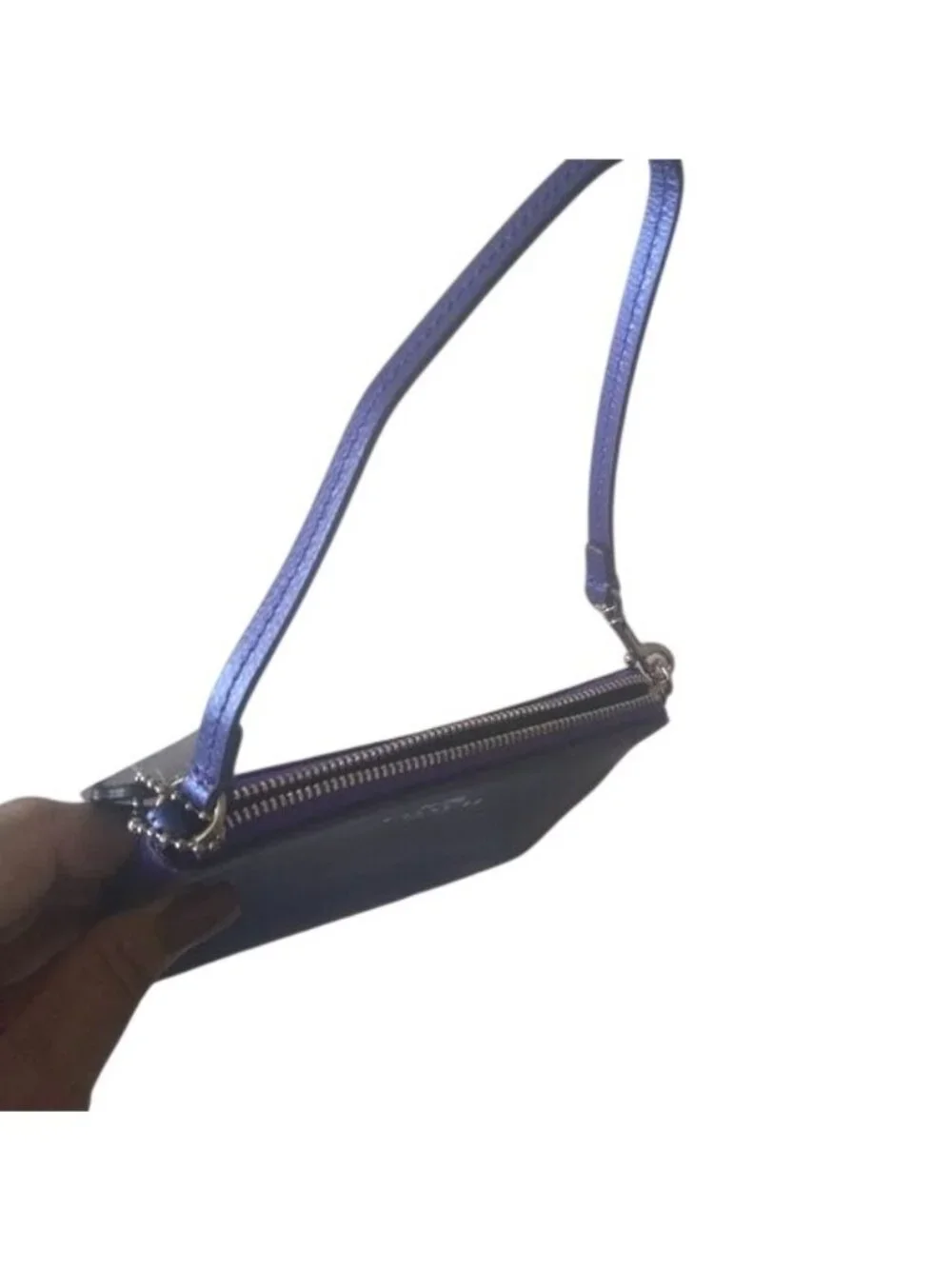 Coach F53429 SV/Metallic Purple Iris Corner Zip Wristlet